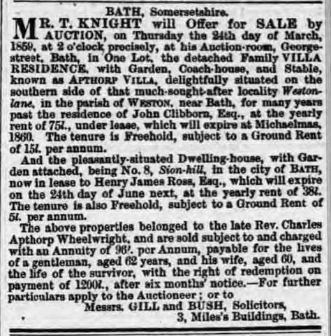 Lincoln, Rutland and Stamford Mercury 11-Mar-1859 Offer for Sale